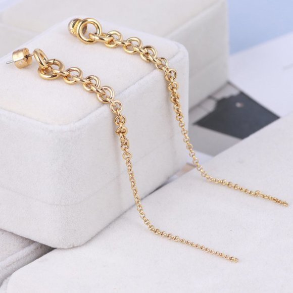 Michael Kors Fringe Metal Chain Long Earrings - Picture 2 of 9